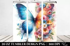 Vibrant Butterfly Flowers. 20 Oz Tumbler Design Product Image 2