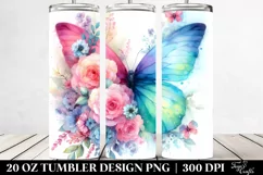 Vibrant Butterfly Flowers. 20 Oz Tumbler Design Product Image 2