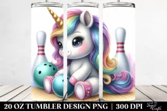 Cute Bowling Unicorn | Tumbler Product Image 2