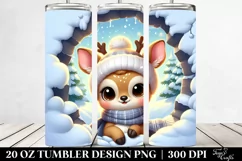 Cute Baby Deer in Winter Clipart Product Image 2