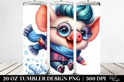 Cute Funny Pig Jumping 20 Oz Tumbler Product Image 2