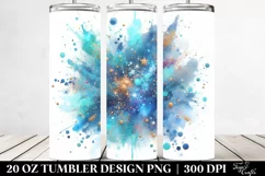 Colorful Glitery Blue Watercolor | 20 Oz Tumbler Product Image 2