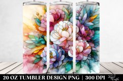 Abstract Vibrant Pastel Wooden Peonies Tumbler Product Image 2