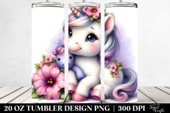 Watercolor Pastel of a Cute Baby Unicorn with Petunia | 20 Product Image 2