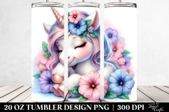 Watercolor Pastel of a Cute Baby Unicorn with Petunia | 20 Product Image 2