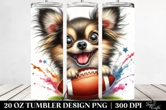 Crazy Looking Chihuahua Playing Football | 20 oz Tumbler Product Image 2
