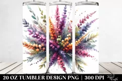 Colorful Watercolor Abstract Heather Bouquet | 20 oz Tumbler Product Image 2