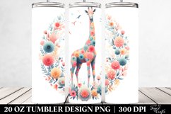 Colorful Pastel Giraffe Floral | 20 oz Tumbler Product Image 2