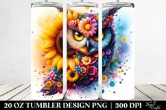 Abstract Vibrant Owl Sunflower Flowers | 20 oz Tumbler Product Image 2
