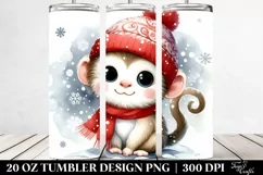 Cute Baby Monkey in Winter Image, 20 Oz Tumbler Product Image 2