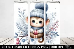 Cute Baby Monkey in Winter Image, 20 Oz Tumbler Product Image 2