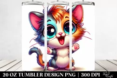 Colorful Cartoon Crazy Kitten | 20 Oz Tumbler Product Image 2