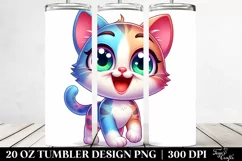 Colorful Cartoon Crazy Kitten | 20 Oz Tumbler Product Image 2