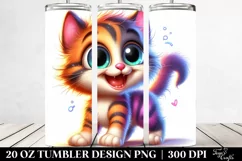 Colorful Cartoon Crazy Kitten | 20 Oz Tumbler Product Image 2