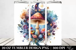 Colorfull Magical Watercolor Mushroom | 20 Oz Tumbler Product Image 2