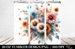 Watercolor Abstract Colorfull Sunflower Tumbler Product Image 2