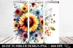 Watercolor Abstract Colorfull Sunflower Tumbler Product Image 2