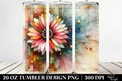 Wooden Stained Gerbera Watercolor Splash 20 Oz Tumbler Product Image 2