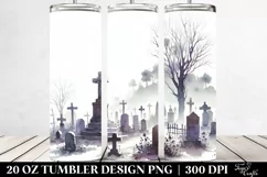 Watercolor Graveyard Simple White 20 oz Tumbler Product Image 2