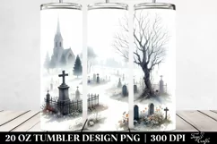 Watercolor Graveyard Simple White 20 oz Tumbler Product Image 2