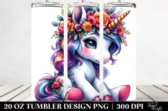Cute Unicorn Sitting | 20 oz Tumbler Product Image 2