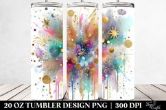 Colorful Watercolor Splash with Golden Foil | 20 Oz Tumbler Product Image 2