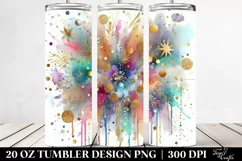 Colorful Watercolor Splash with Golden Foil | 20 Oz Tumbler Product Image 2