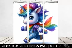 Cute Funny Unicorn Running 20 Oz Tumbler Product Image 2