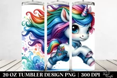 Cute Funny Unicorn Running 20 Oz Tumbler Product Image 2