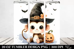 Festive Halloween Monkey, Watercolor 20 Oz Tumbler Product Image 2