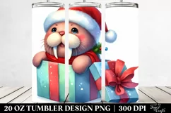 Festive Walrus, Winter 20 Oz Tumbler Product Image 2