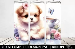 Watercolor Image Featuring Cute Baby Dog, 20 oz Tumbler Product Image 2