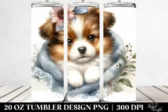 Watercolor Image Featuring Cute Baby Dog, 20 oz Tumbler Product Image 2