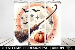 Washed Retro Halloween Broomstick 20 oz Tumbler Product Image 2