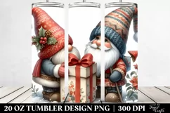 Detailed Christmas Gnome with Gift Box, Transparent 20 Oz Product Image 2