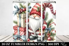 Detailed Christmas Gnome with Gift Box, Transparent 20 Oz Product Image 2