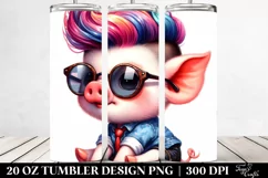 Cute Funny Pig Jumping 20 Oz Tumbler Product Image 2