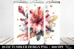 Shiny Flowers and Golden Marble Insertions | 20 Oz Tumbler Product Image 2