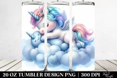 Cute Baby Unicorn Wrestling on a Lofty Cloud | 20 Oz Tumbler Product Image 2