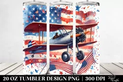 Watercolor Vintage Biplane with Confetti | 20 oz Tumbler Product Image 2