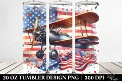 Watercolor Vintage Biplane with Confetti | 20 oz Tumbler Product Image 2