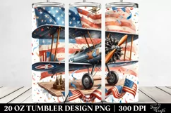 Watercolor Vintage Biplane with Confetti | 20 oz Tumbler Product Image 2