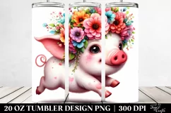Cute Funny Pig Running 20 Oz Tumbler Product Image 2