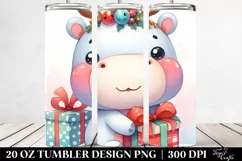 Expressive Watercolor Hippo with Cool Haircut 20 Oz Tumbler Product Image 2