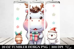 Expressive Watercolor Hippo with Cool Haircut 20 Oz Tumbler Product Image 2
