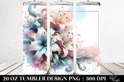 Glossy Lily Watercolor Clipart 20 Oz Tumbler Product Image 2