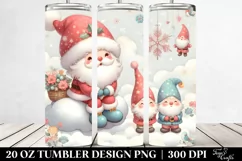 Cute Retro Santa with Gnomes | 20 oz Tumbler Product Image 2