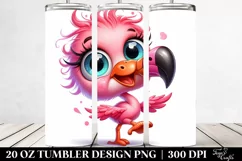 crazy Flamingo Cartoon 20 Oz Tumbler Product Image 2