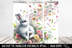 Rabbit Tumbling with Spring Petals | 20 Oz Tumbler Product Image 2