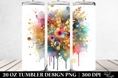 Colorful Watercolor Splash with Golden Foil | 20 Oz Tumbler Product Image 2